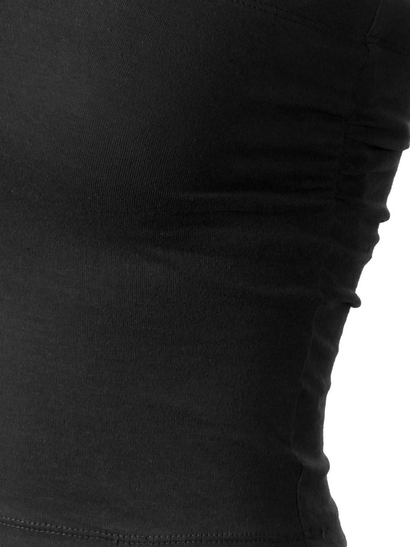 MixMatchy Women's Solid Casual Summer Ruched Side Backless Double Layered Tube Top with Built in Bra - Image 4